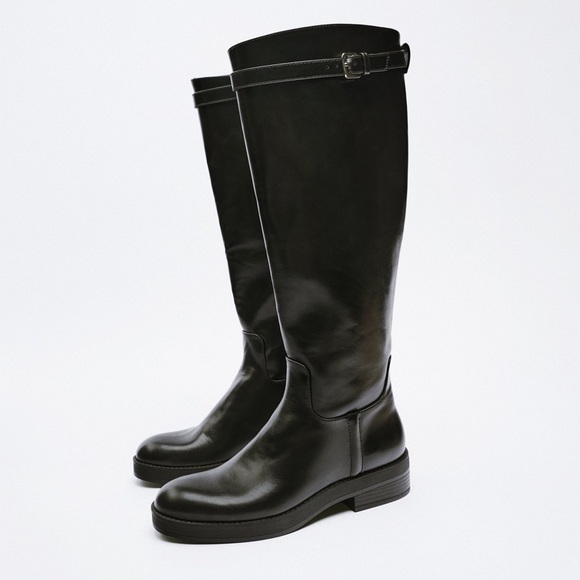 Zara women’s black long riding boots - Picture 1 of 9
